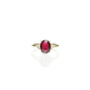 Oval Ruby Ring with Trillion Diamonds