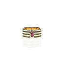 Pear Ruby Gold Band Ring