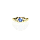 Sapphire Sunburst Ring with Diamonds