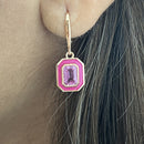 Octagon Shaped Pink Sapphire Dress Earrings