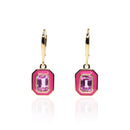 Octagon Shaped Pink Sapphire Dress Earrings