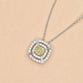 Double Halo Fancy Yellow Cushion Cut Pendant