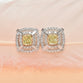 Double Halo Fancy Yellow Cushion Cut Earrings