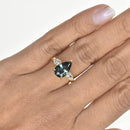 Pear Shape Teal Sapphire Trilogy Ring