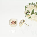 Pink Lab Grown Diamond Earrings with Enamel Border