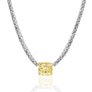 Lab Grown Diamond Tennis Necklace with Yellow Cushion Centre