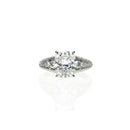 2.5ct Long Cushion Cut Diamond Ring with Wide Pave Band