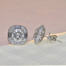 Diamond Studs with Round and Baguette Diamond Halo