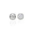 Diamond Studs with Round and Baguette Diamond Halo