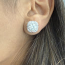 Diamond Studs with Round and Baguette Diamond Halo