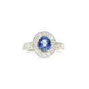 Sapphire Diamond Ring with Halo