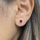 Burmese Ruby and Diamond Halo Earrings