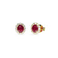 Burmese Ruby and Diamond Halo Earrings